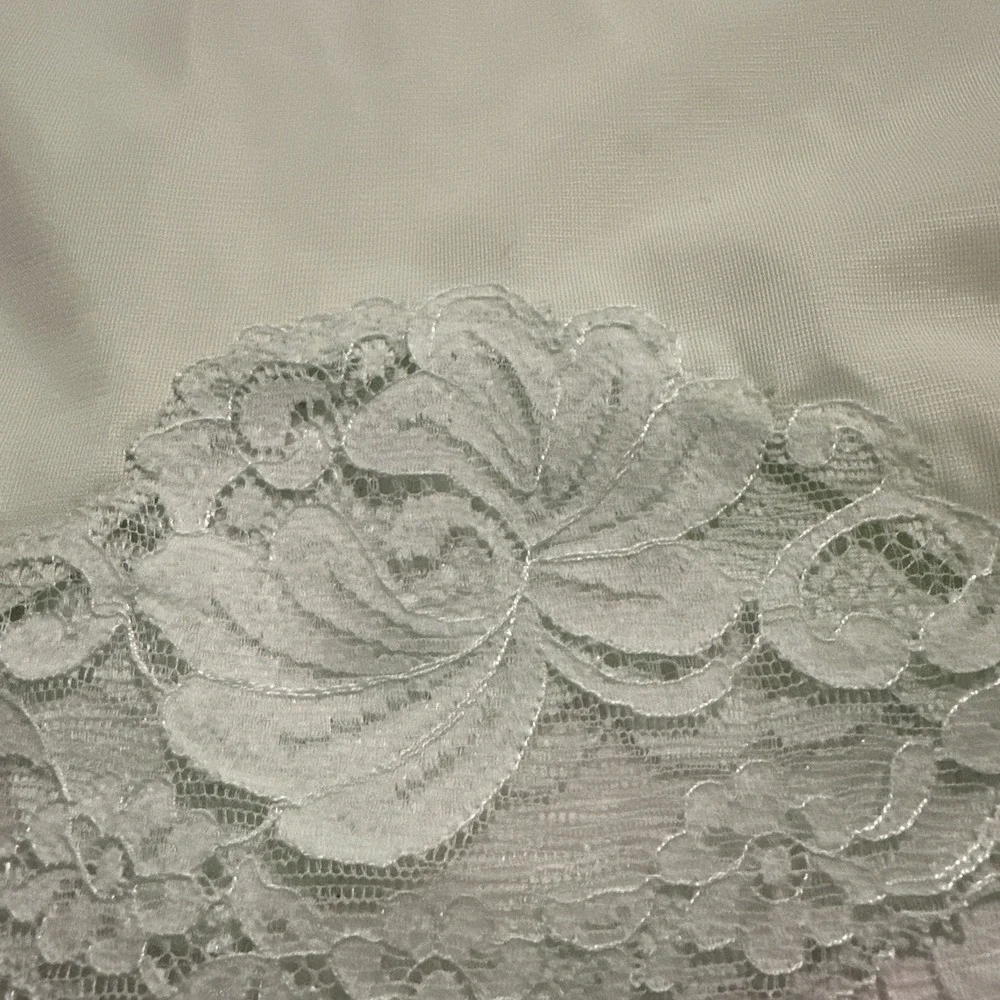 Vintage 70s Sears slip polyester negligee SZ 32 S Lt green  Lace Adj Straps - Picture 8 of 8